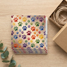 Colorful Paw Prints ceramic coasters set of 4, gift set