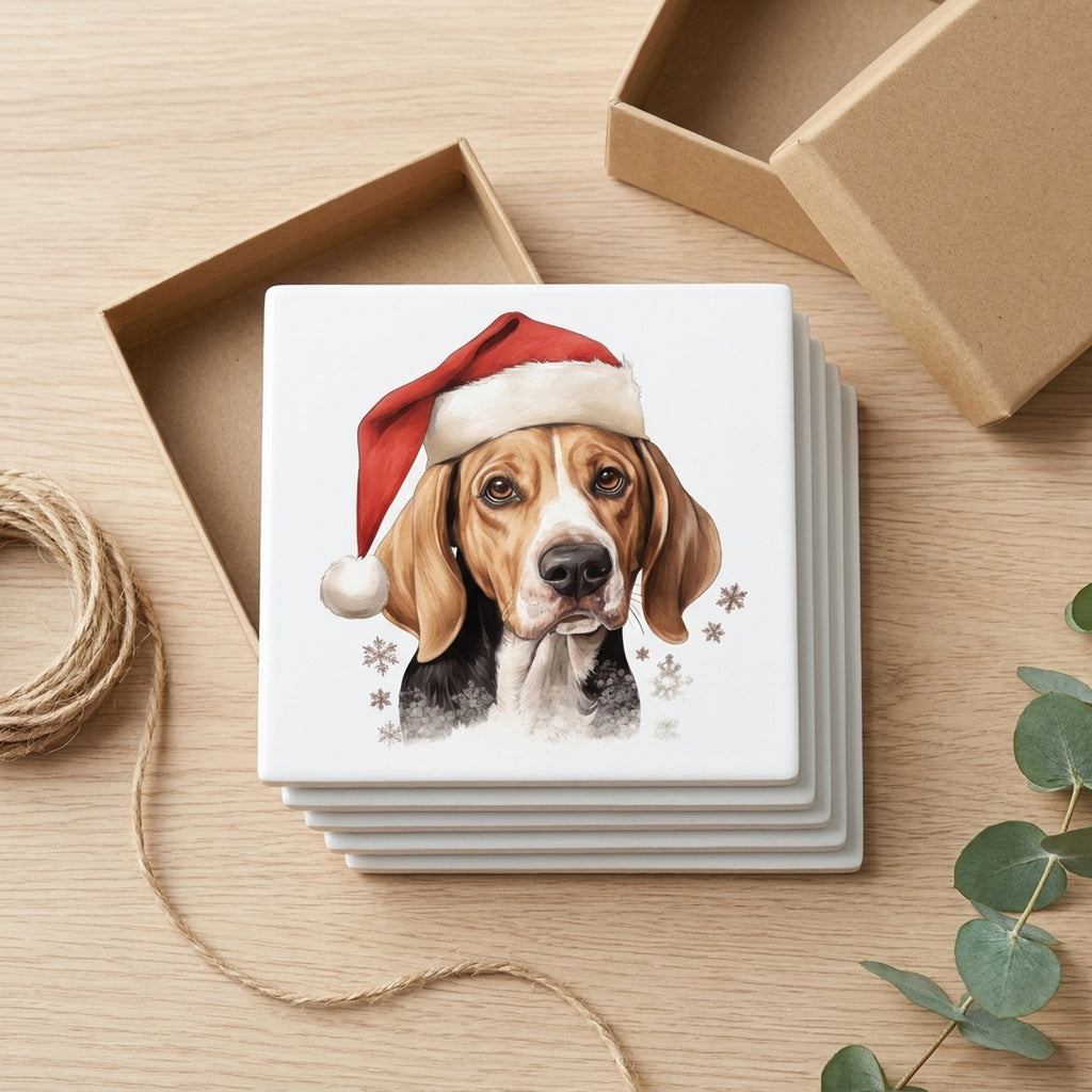 American Foxhound ceramic coasters set of 4, gift set