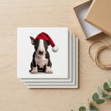 Miniature Bull Terrier Puppy ceramic coasters set of 4, gift set