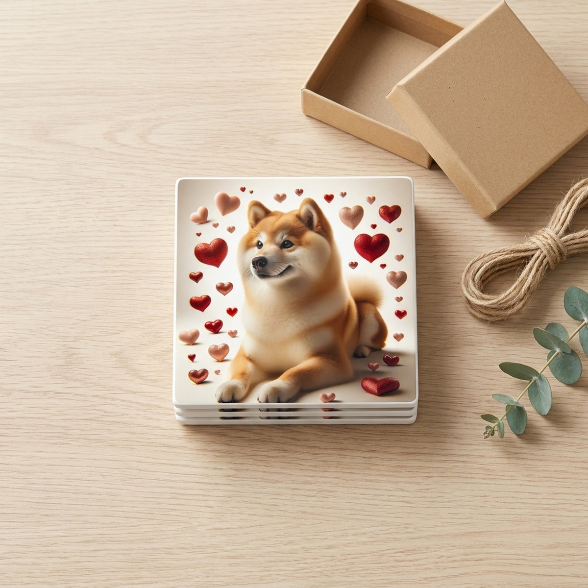 Shiba Inu ceramic coasters set of 4, gift set