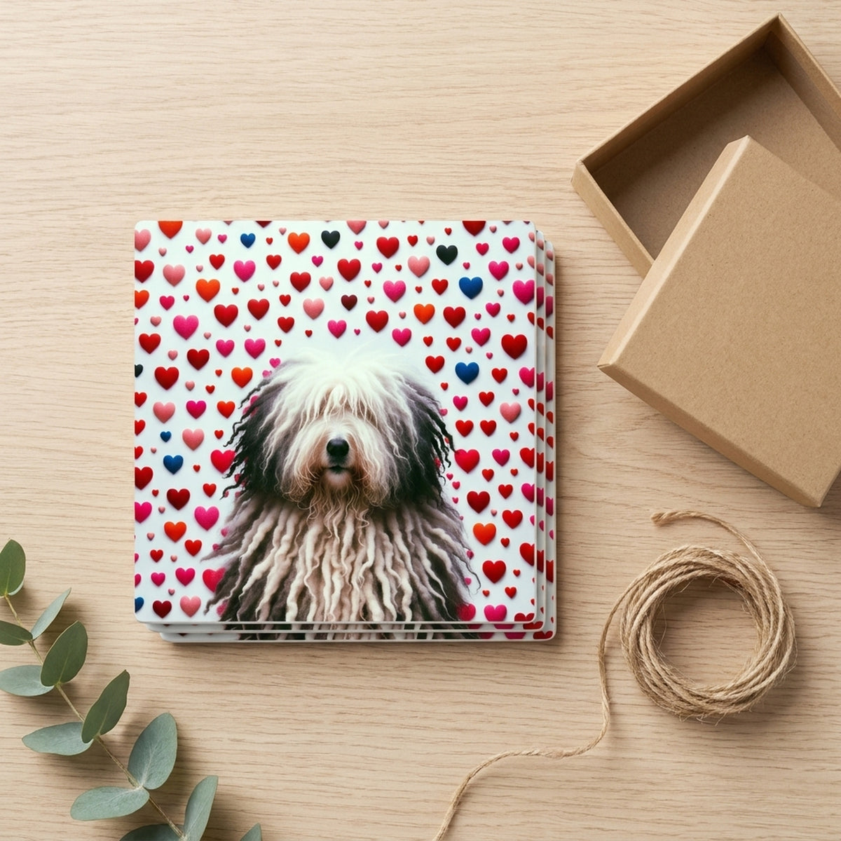Bergamasco Sheepdog ceramic coasters set of 4, gift set