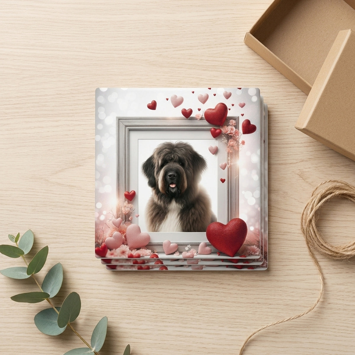 Bouvier des Flandres ceramic coasters set of 4, gift set