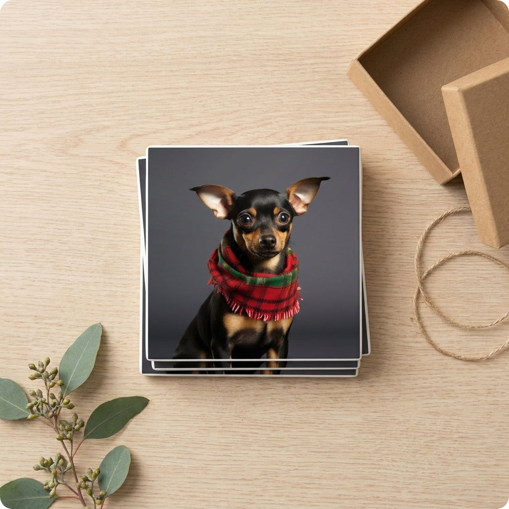 Miniature Pinscher ceramic coasters set of 4, gift set