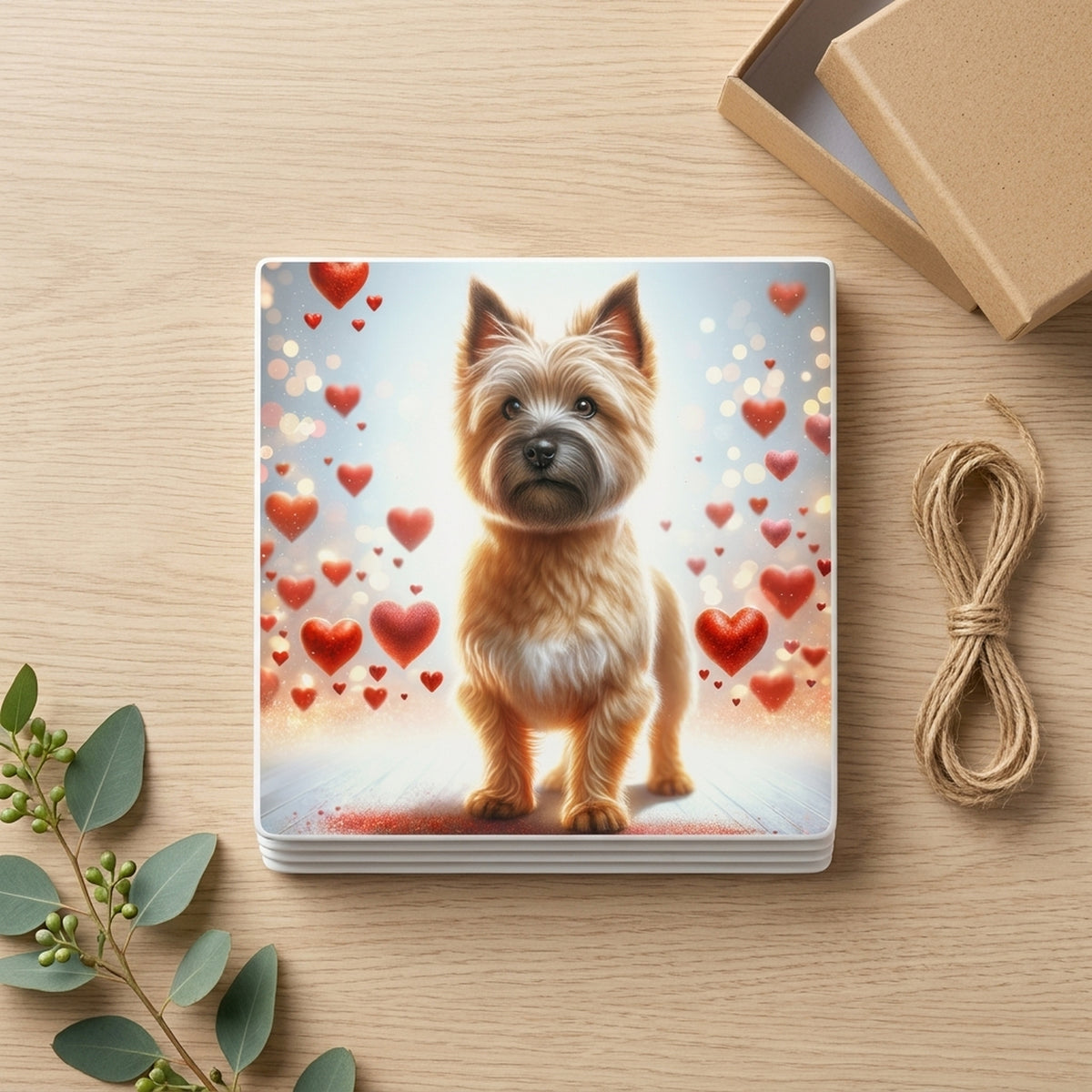 Cairn Terrier ceramic coasters set of 4, gift set