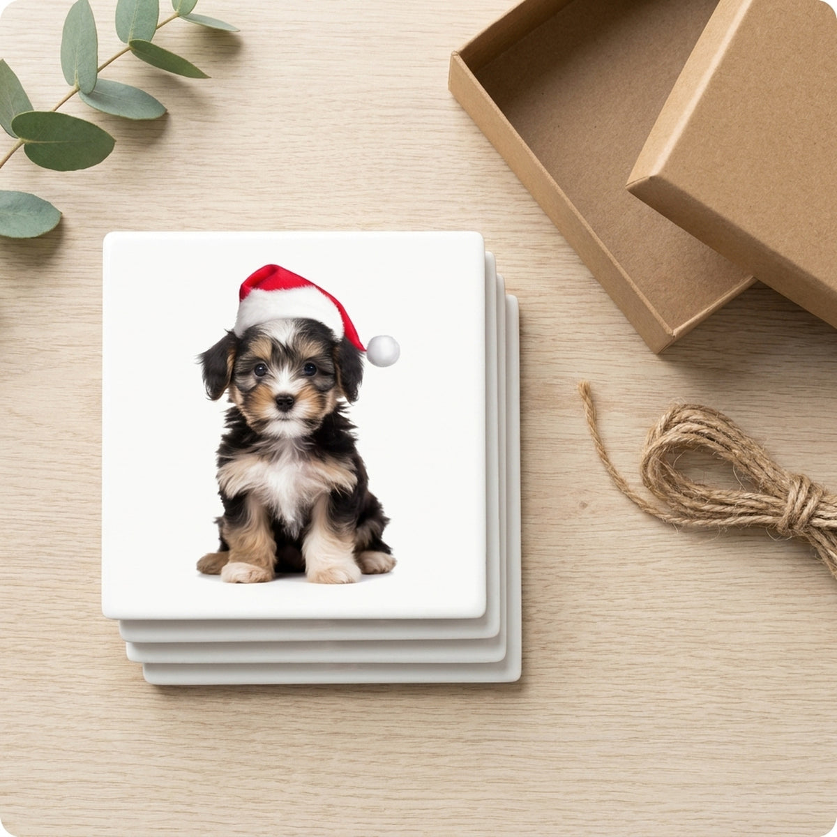 Löwchen Puppy ceramic coasters set of 4, gift set