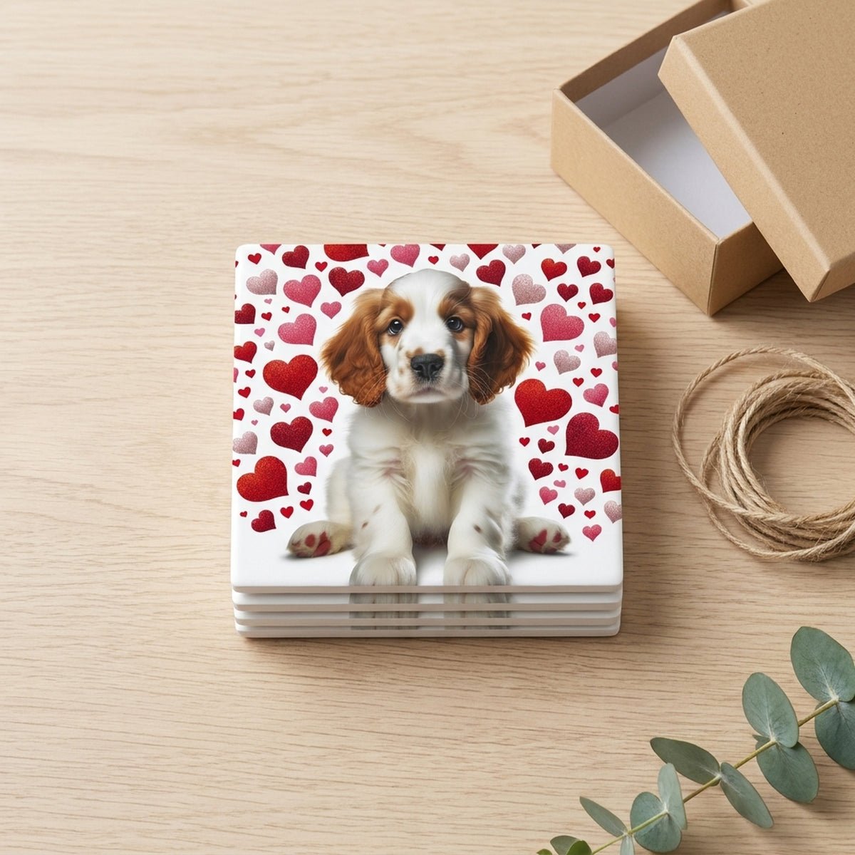 Welsh Springer Spaniel ceramic coasters set of 4, gift set