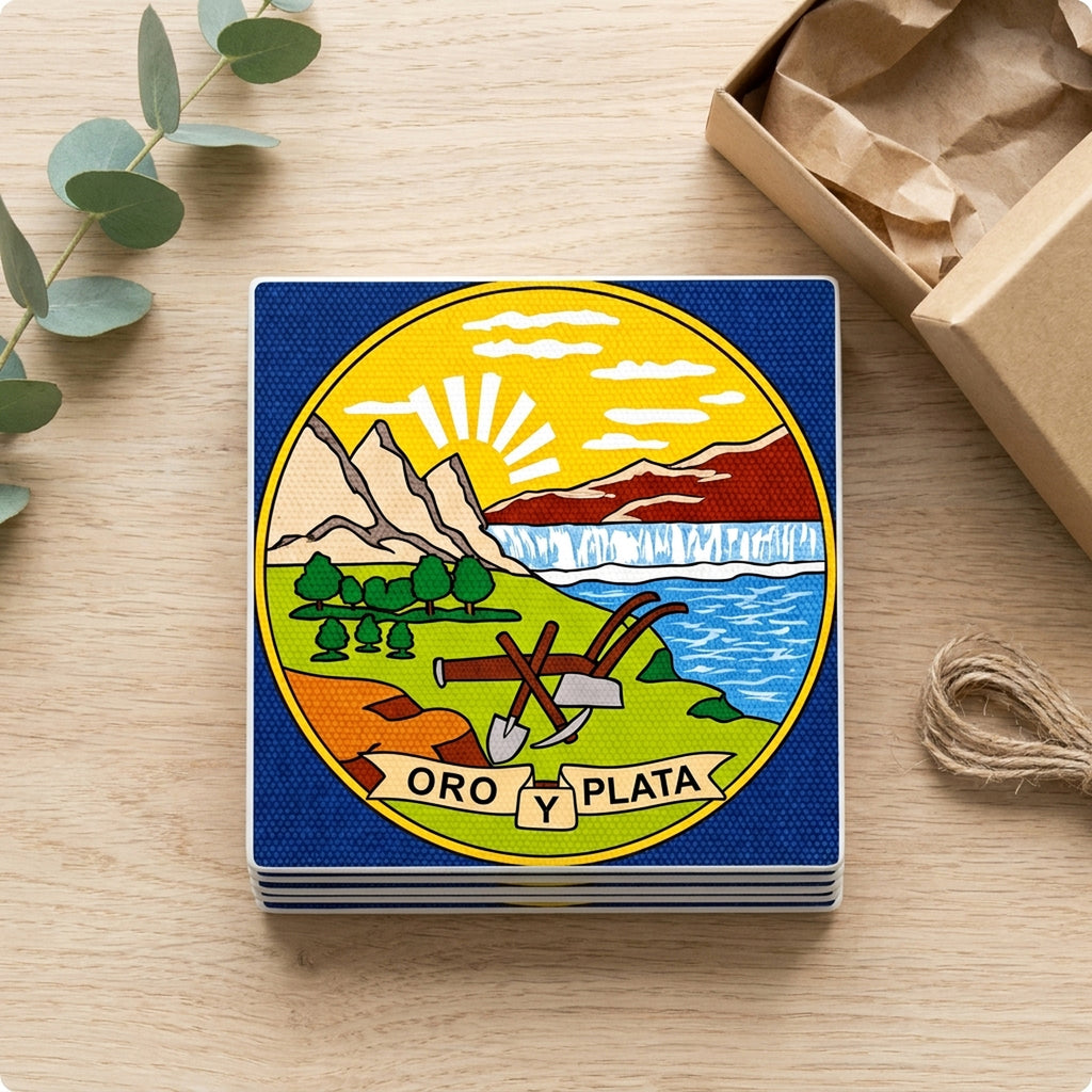 Montana State Flag ceramic coasters set of 4, gift set