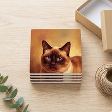 Siamese Cat Portrait ceramic coasters set of 4, gift set