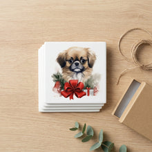 Tibetan Spaniel Puppy Drawing ceramic coasters set of 4, gift set