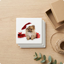 Pomeranian Puppy ceramic coasters set of 4, gift set