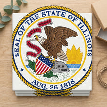 Illinois State Flag ceramic coasters set of 4, gift set