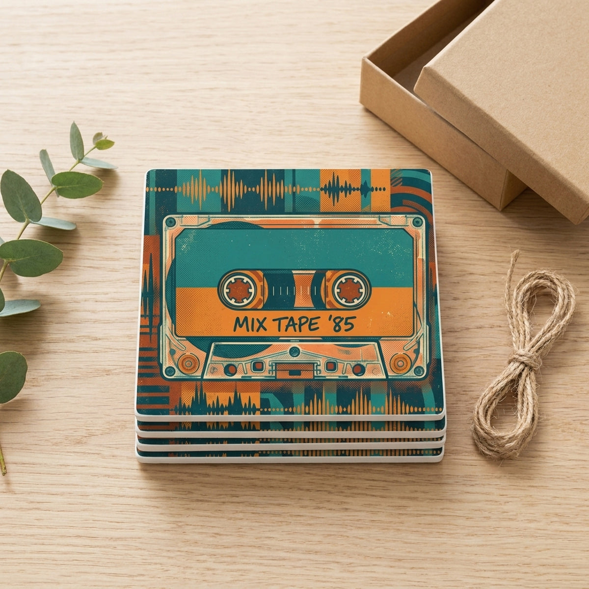 Cassette Tape ceramic coasters set of 4, gift set