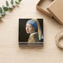 Girl With A Pearl Earring ceramic coasters set of 4, gift set