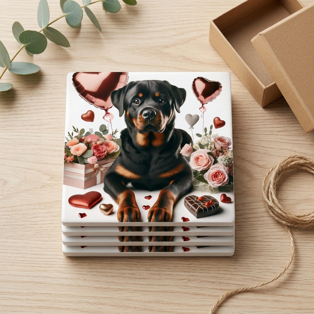 Rottweiler ceramic coasters set of 4, gift set