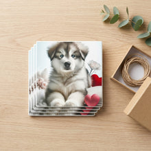 Siberian Husky ceramic coasters set of 4, gift set