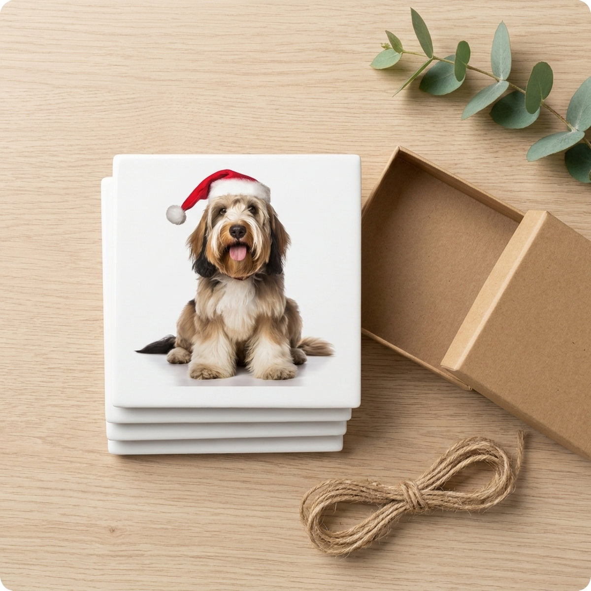 Petit Basset Griffon Vendéen ceramic coasters set of 4, gift set