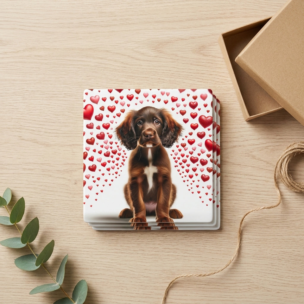 Boykin Spaniel ceramic coasters set of 4, gift set