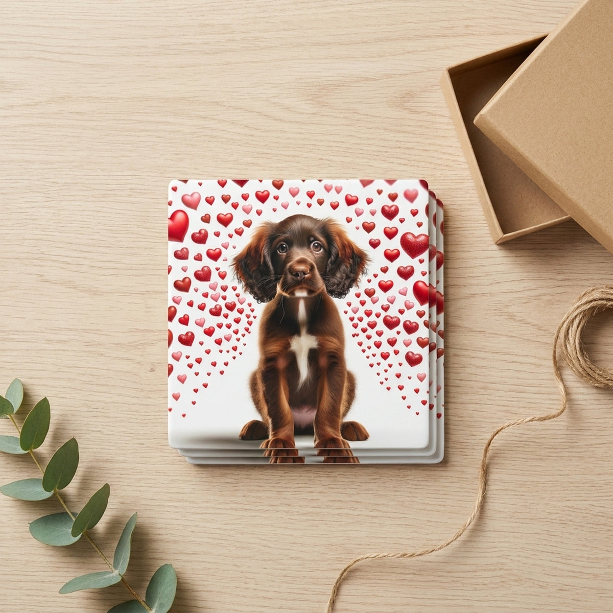 Boykin Spaniel ceramic coasters set of 4, gift set