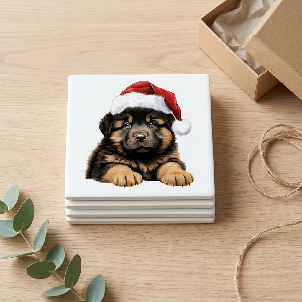 Tibetan Mastiff Puppy Drawing ceramic coasters set of 4, gift set