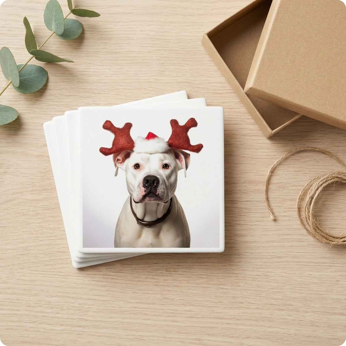 Dogo Argentino ceramic coasters set of 4, gift set