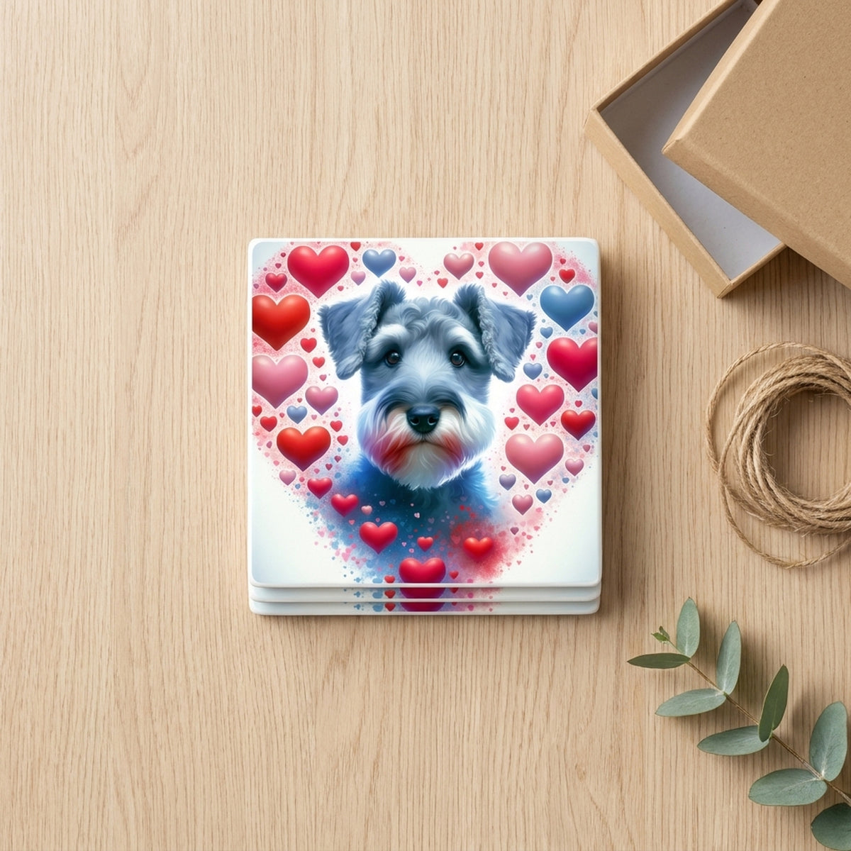 Miniature Schnauzer ceramic coasters set of 4, gift set