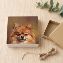 Pomeranian Portrait ceramic coasters set of 4, gift set