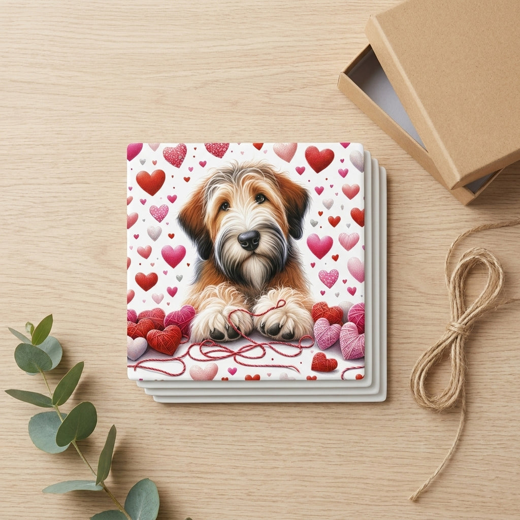 Briard ceramic coasters set of 4, gift set