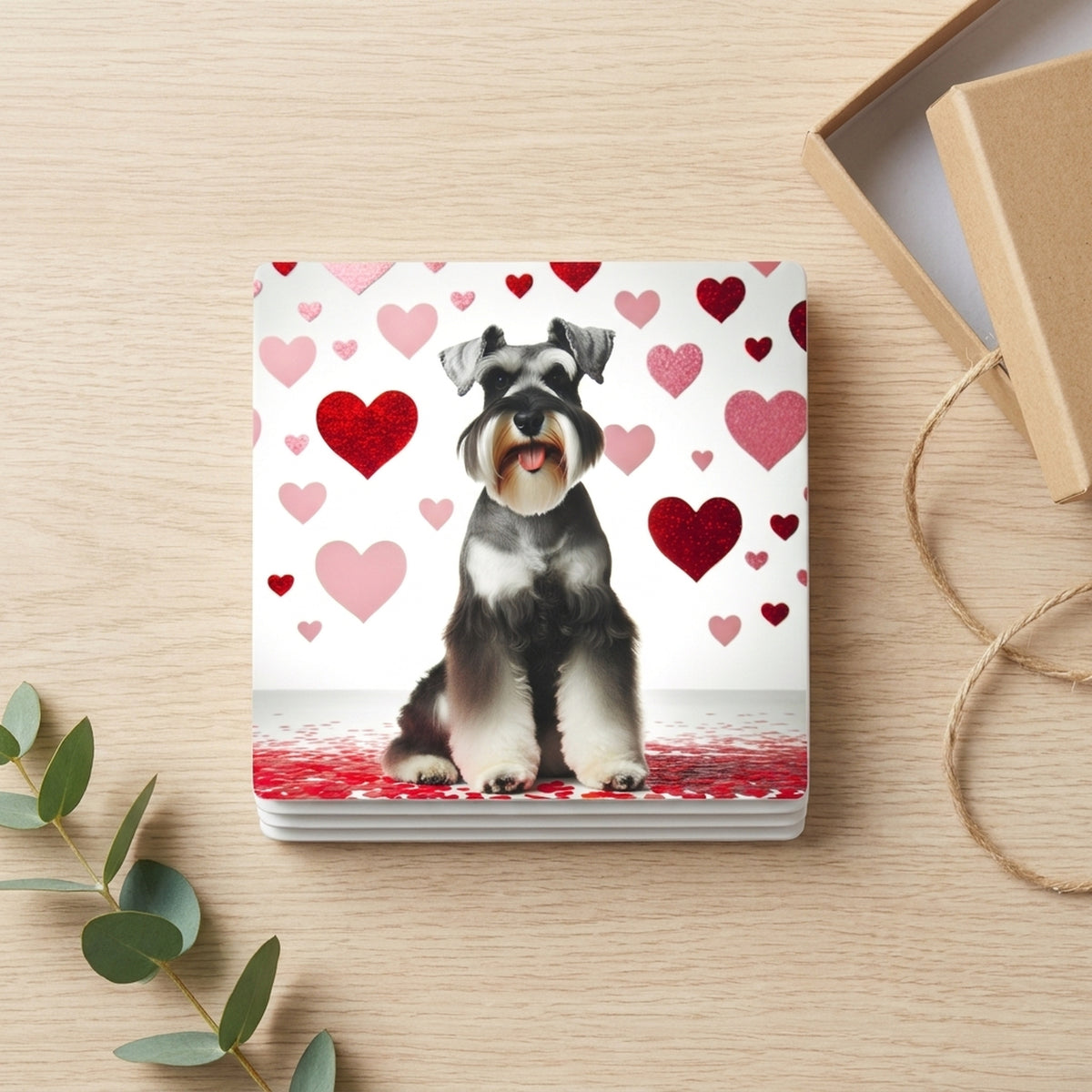 Miniature Schnauzer ceramic coasters set of 4, gift set