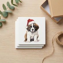 St. Bernard Puppy Drawing ceramic coasters set of 4, gift set