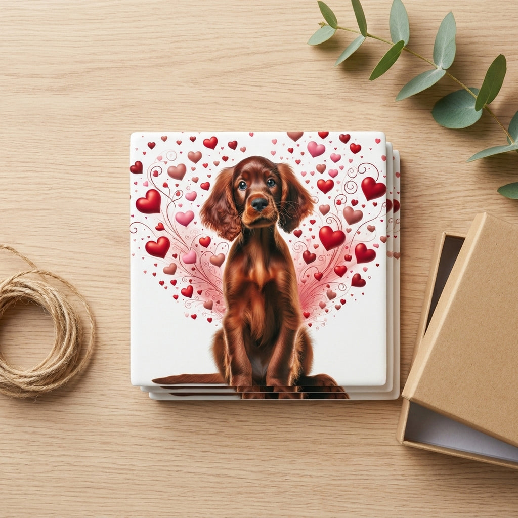 Irish Setter ceramic coasters set of 4, gift set