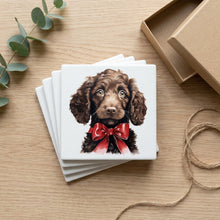 American Water Spaniel Puppy Drawing ceramic coasters set of 4, gift set