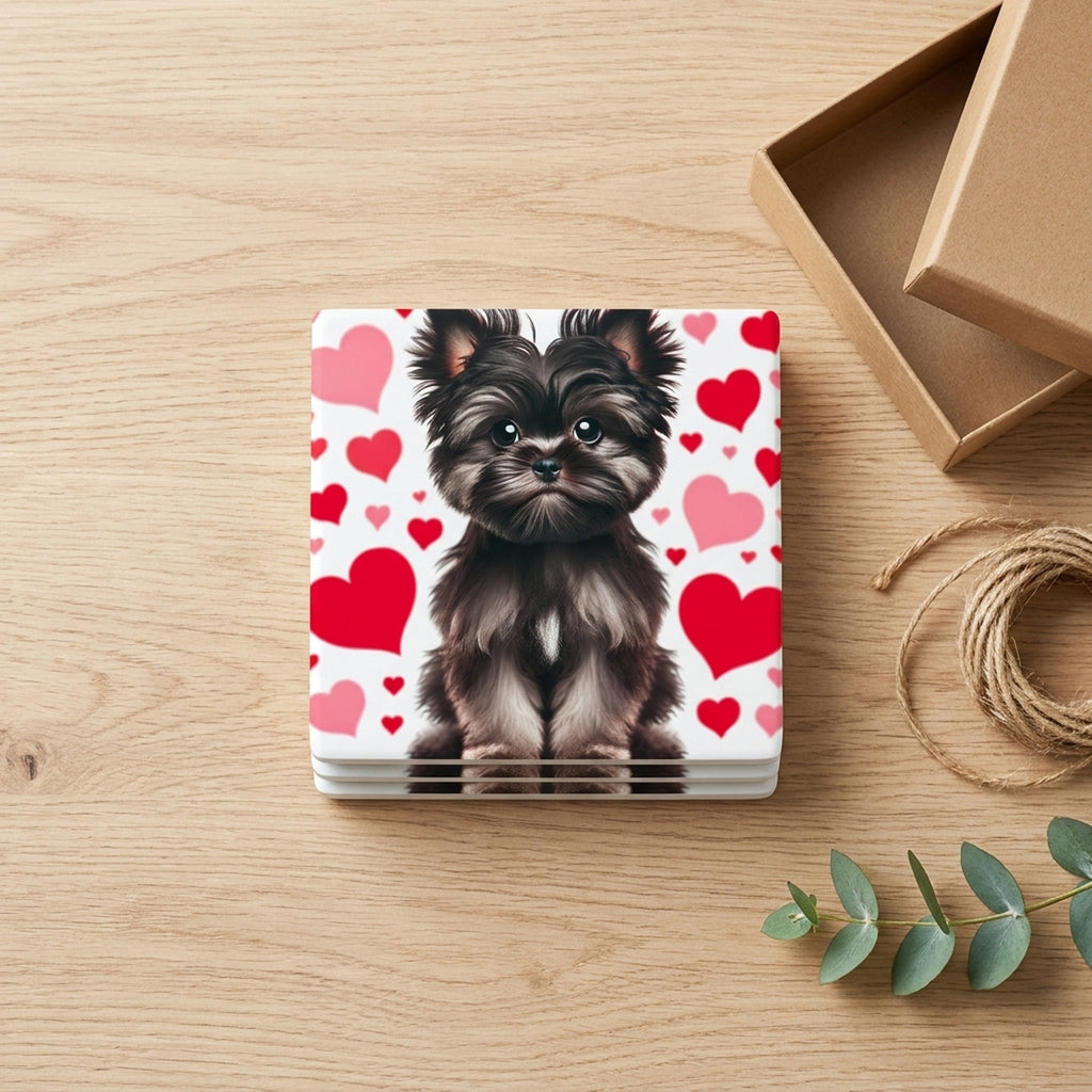Yorkshire Terrier ceramic coasters set of 4, gift set