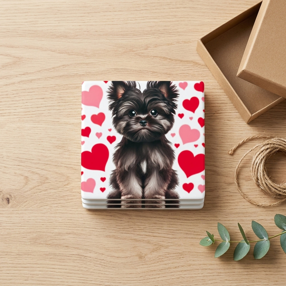 Yorkshire Terrier ceramic coasters set of 4, gift set