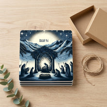 Midnight Blue Nativity ceramic coasters set of 4, gift set