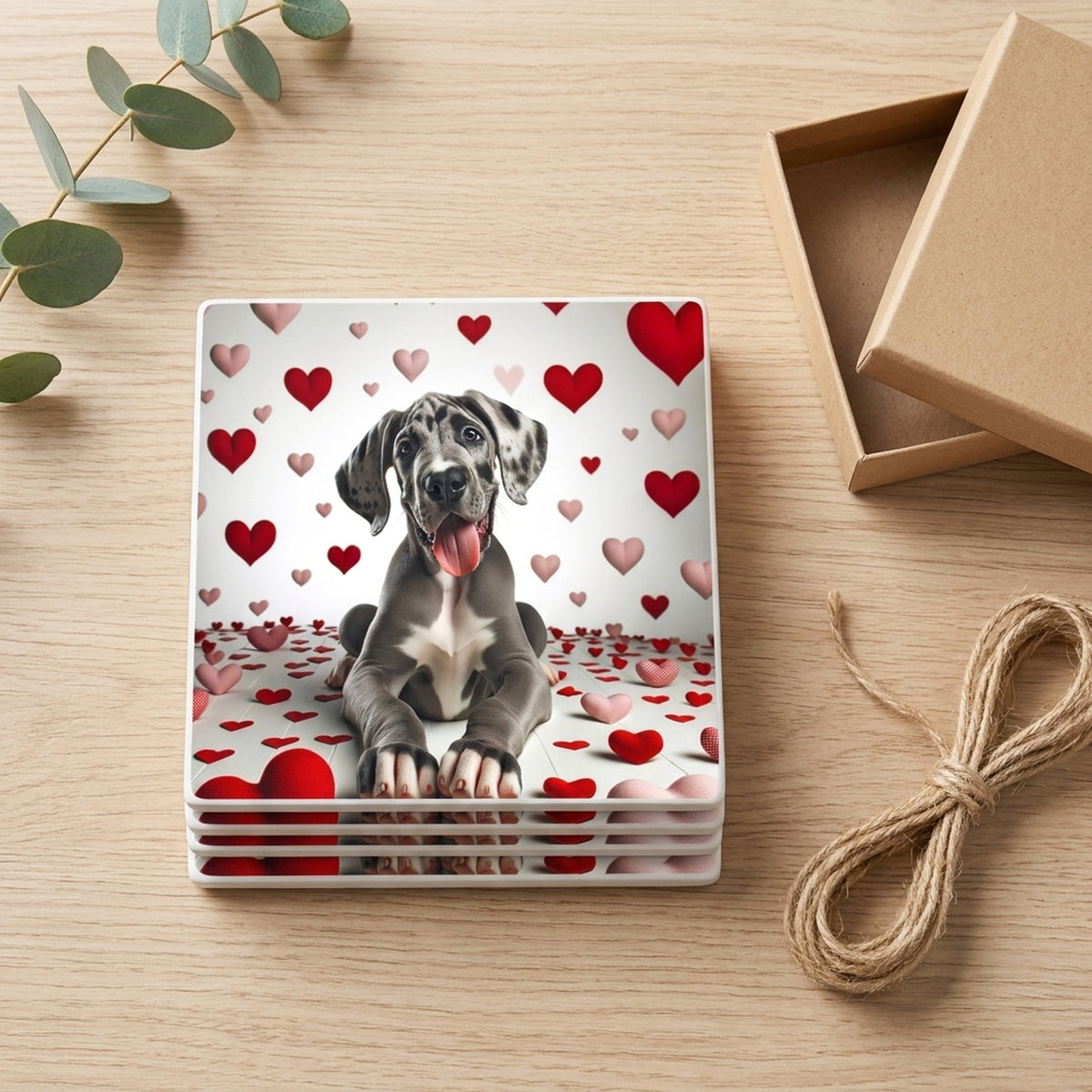 Great Dane ceramic coasters set of 4, gift set