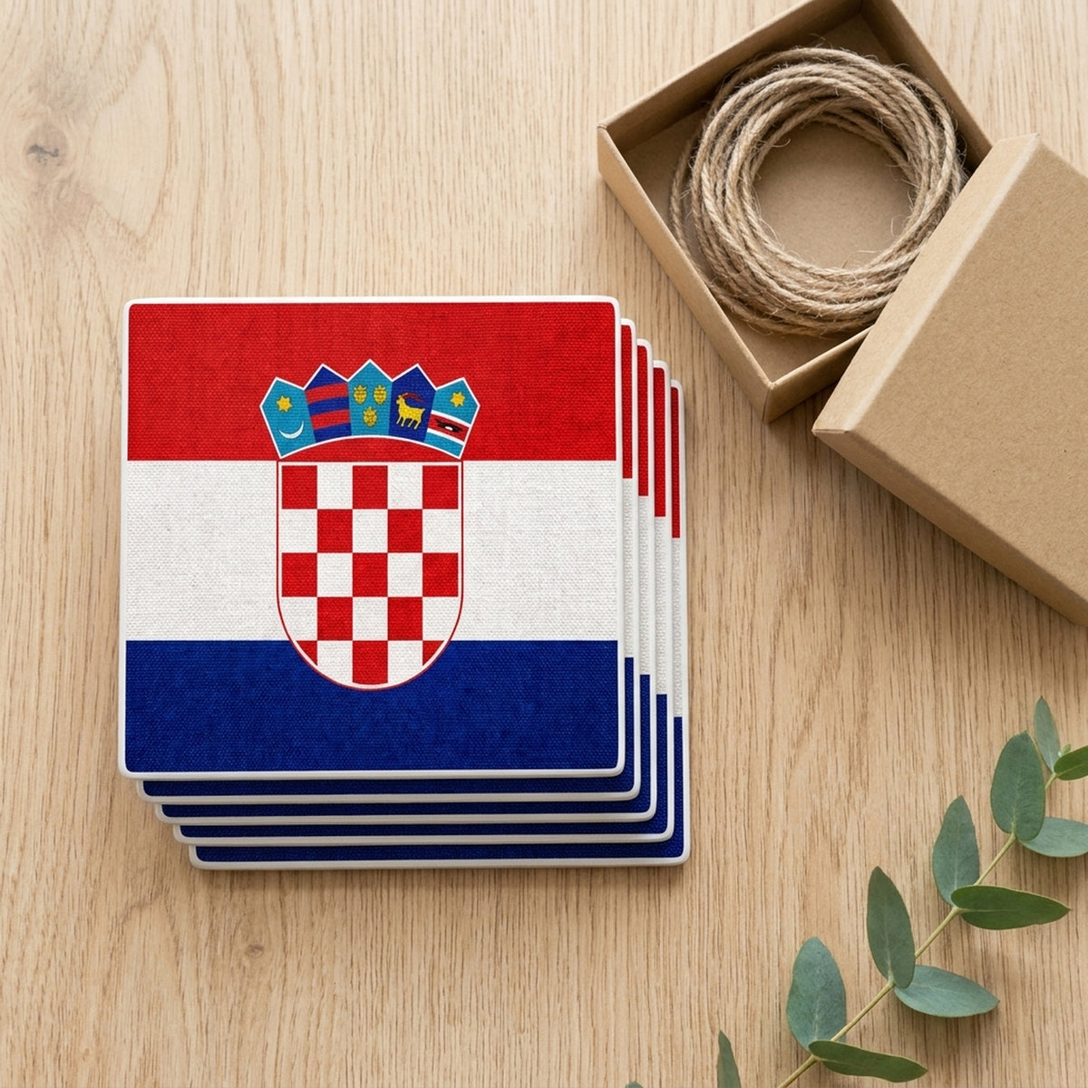 Croatia Flag Pride ceramic coasters set of 4, gift set