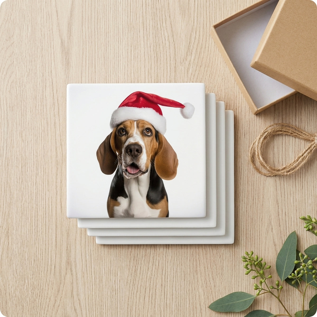 Treeing Walker Coonhound ceramic coasters set of 4, gift set