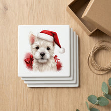 West Highland White Terrier Puppy Drawing ceramic coasters set of 4, gift set
