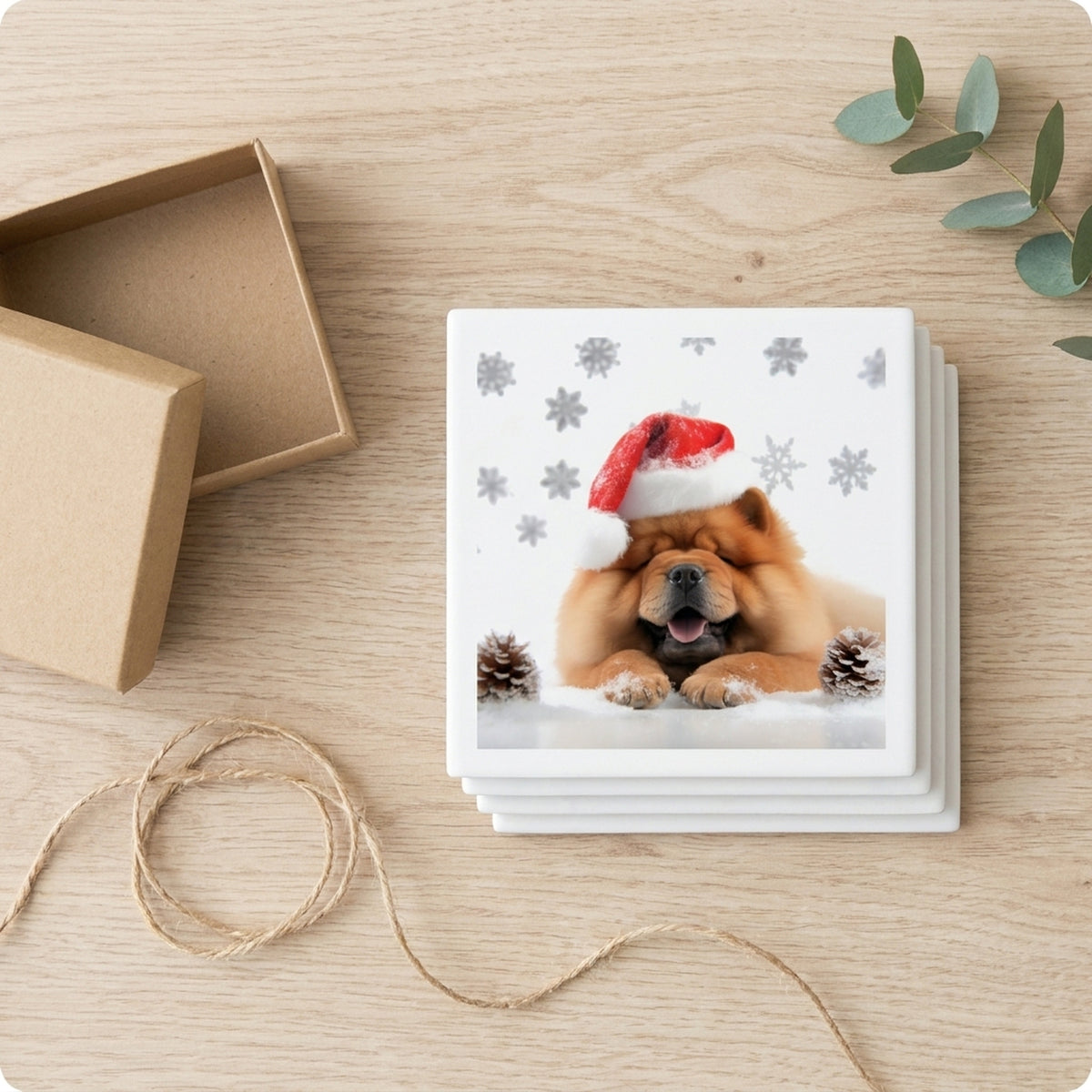 Chow Chow ceramic coasters set of 4, gift set