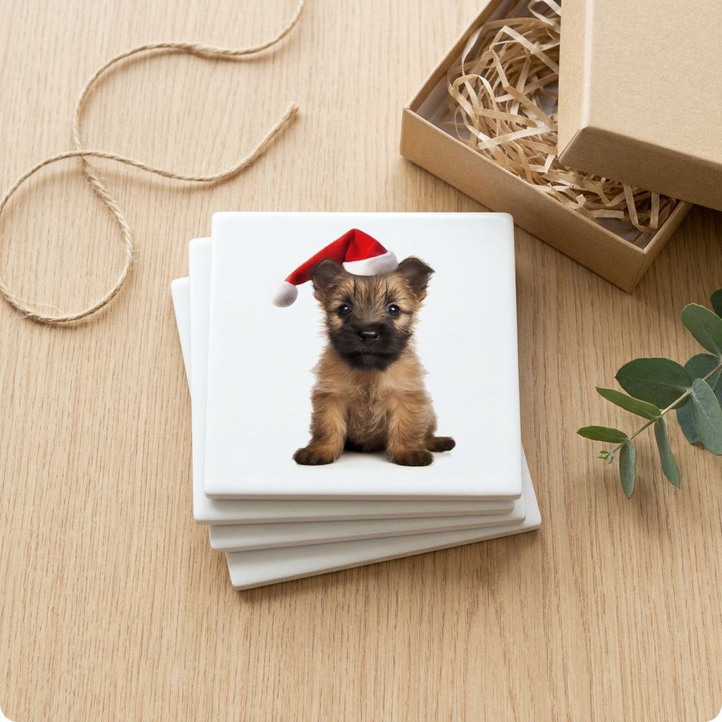 Cairn Terrier Puppy ceramic coasters set of 4, gift set