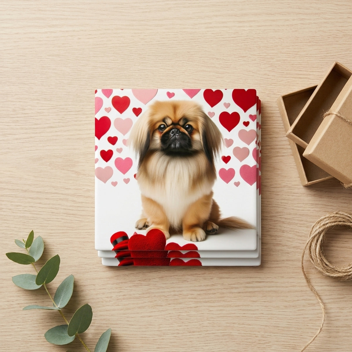 Pekingese ceramic coasters set of 4, gift set