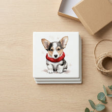 Cardigan Welsh Corgi Puppy Drawing ceramic coasters set of 4, gift set