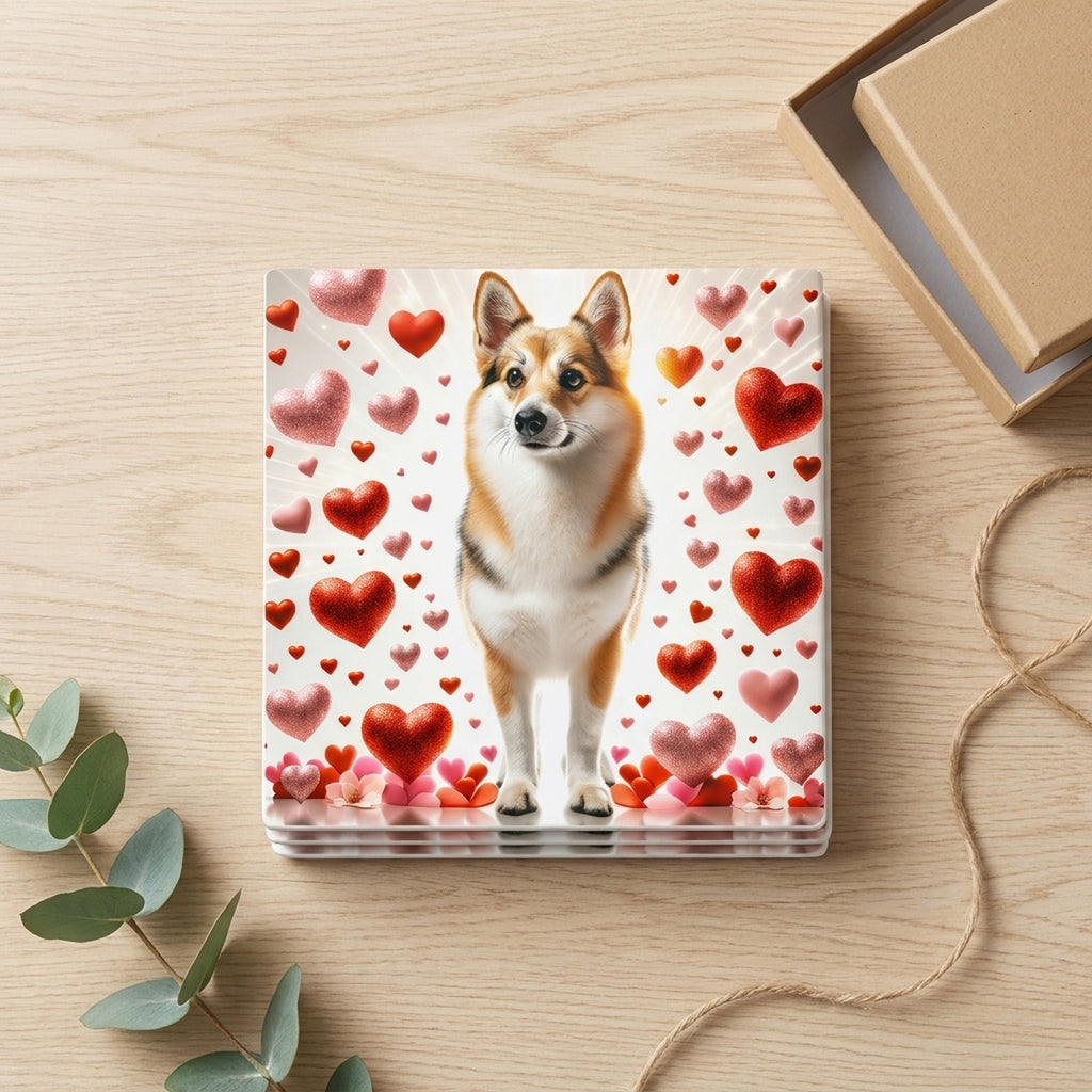 Pembroke Welsh Corgi ceramic coasters set of 4, gift set