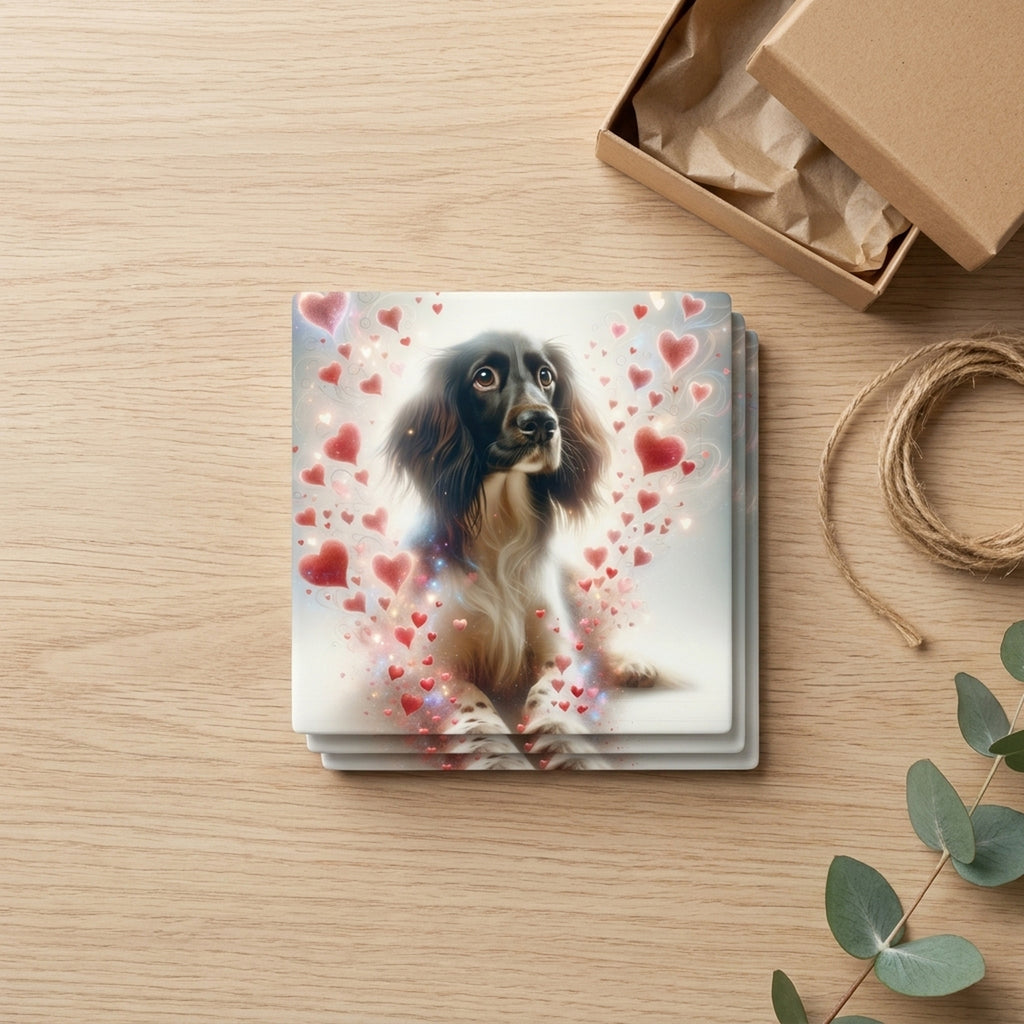 English Springer Spaniel ceramic coasters set of 4, gift set
