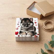 Keeshond ceramic coasters set of 4, gift set