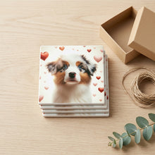 Australian Shepherd ceramic coasters set of 4, gift set