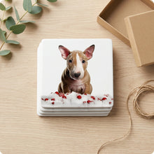 Bull Terrier Puppy ceramic coasters set of 4, gift set