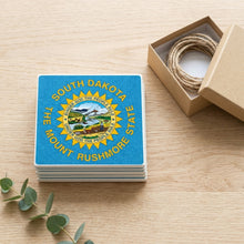 South Dakota State Flag ceramic coasters set of 4, gift set