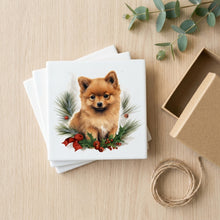 Finnish Spitz Puppy Drawing ceramic coasters set of 4, gift set