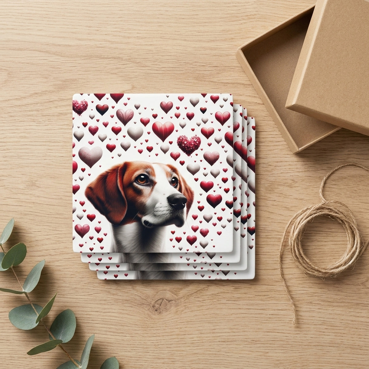 Beagle ceramic coasters set of 4, gift set